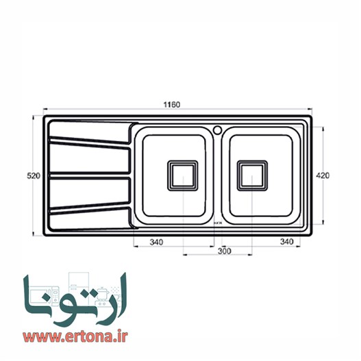 سینک توکار آلتون مدل  ST-1161 R
